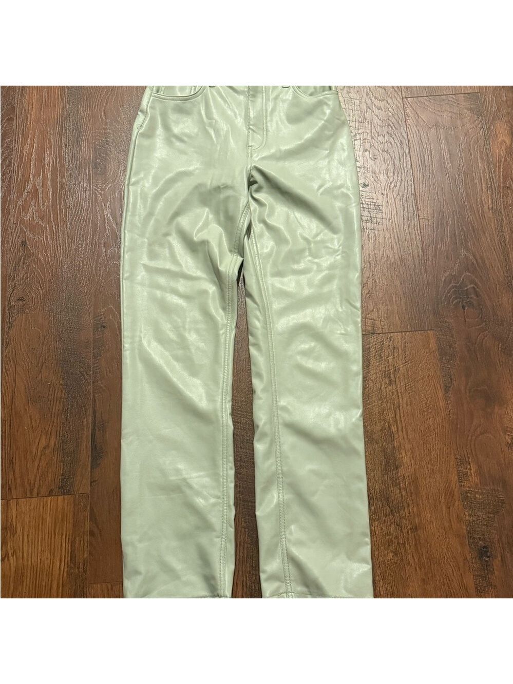 ABERCROMBIE & FITCH vegan leather pants in mint green. Size 4L - Picture 3 of 6